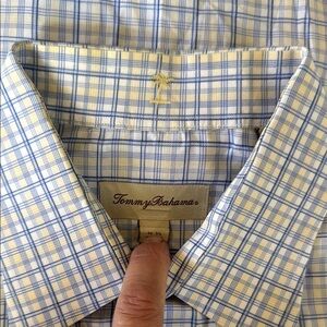 Tommy Bahama Blue and Yellow Plaid Men's Shirt